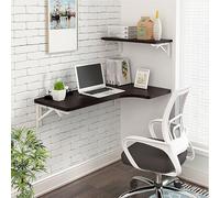 Bureau d'ordinateur mural pliable et peu encombrant en bois pour la maison, le bureau, le bureau et la chambre : bureau flottant simple et élégant avec DIS