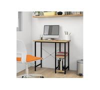 Bureau d'ordinateur Noir et chêne clair 80x40x72cm MDF et métal