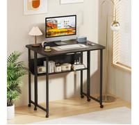Bureau d'ordinateur pliable PIPIPOXER,Table Bureau avec roulettes et fiducie de livres,Table de camping 80x58x75 cm,Noir