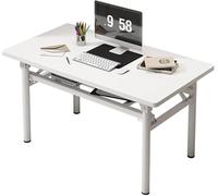 Bureau d'ordinateur pliable, table de salle à manger multifonctionnelle, table d'étude compacte avec étagère de rangement, pas de montage nécessaire, design à bords arrondis, petit poste de travail