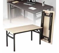 Bureau D'ordinateur Portable Noir 100/120 Cm, Plateau Spacieux, Pliage Flexible Des Tiges De Traction, Bureau Compact, Bureau De Jeu, Bureau D'étude, Table En Bois Avec Cadre En Métal Noir - Noir