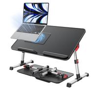 Bureau d'ordinateur portable pour lit avec ventilateur de refroidissement, SAIJI réglable en hauteur et en angle, plateau pour ordinateur portable, table légère et pliable pour canapé, chaise, bureau