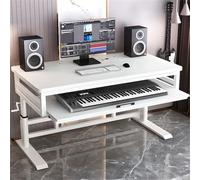 Bureau d'ordinateur réglable avec gestion des câbles et plateau pour clavier, idéal pour établi, piano électronique et studio de production musicale