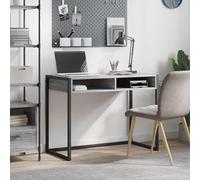 Bureau d'ordinateur robuste en bois - Pour la maison et le bureau - 100 x 50 x 75 cm - Gris Sonoma