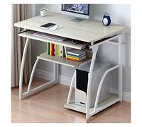 Bureau d'ordinateur simple pour ordinateur portable avec étagère de rangement, bureau d'étude à domicile, station de travail avec support CPU et plateau de clavier, bureau de bureau à assemblage