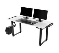 Bureau d'ordinateur Table de Jeu, Uplift V2, 176x75 cm, Acier, 3 Moniteurs, Réglage Électrique Hauteur, LED RGB, Blanc, ULTRADESK