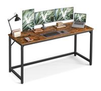 Bureau d'Ordinateur - VASAGLE - 160x60x76 cm - Métal - Marron Rustique/Noir