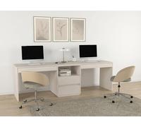 Bureau double avec rangements - Beige - DUOPARY