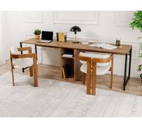 Bureau double avec rangements - Coloris : Naturel et noir - DERVILO
