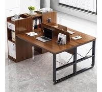 Bureau double avec tiroirs de rangement et cloison, idéal pour les espaces de bureau partagés et les environnements de travail collaboratifs