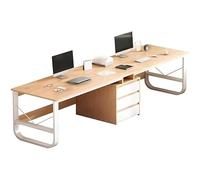 Bureau Double d'Ordinateur Pieds Métal Structure Robuste pour Domicile Salons Salles Bureau Style industriel Natural wood color