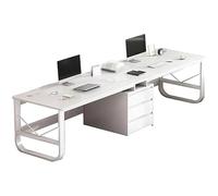 Bureau Double d'Ordinateur Pieds Métal Structure Robuste pour Domicile Salons Salles Bureau Style industriel White