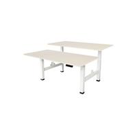 Bureau double électrique réglable - 160 x 80 cm - 2 moteurs doubles - Blanc/Chêne clair