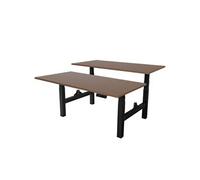 Bureau double électrique réglable - 160 x 80 cm - 2 moteurs doubles - Noir/Chêne foncé