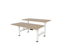 Bureau double électrique réglable - 180 x 80 cm - 2 moteurs doubles - Blanc/Chêne