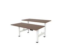 Bureau double électrique réglable - 180 x 80 cm - 2 moteurs doubles - Blanc/Chêne foncé