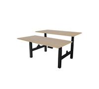 Bureau double électrique réglable - 180 x 80 cm - 2 moteurs doubles - Noir/Chêne