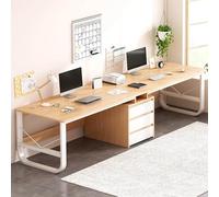 Bureau double extra long pour 2 personnes avec tiroirs et étagère, bureau d'ordinateur de jeu, poste de travail pour écrire et étudier, idéal pour le bureau à domicile et les espaces partagés