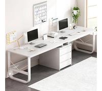 Bureau Double Extra Long pour Deux Personnes avec Tiroirs, Bureau d'Ordinateur de Jeu et Table d'Étude d'Écriture - White, 94.5*19.7*28.7in