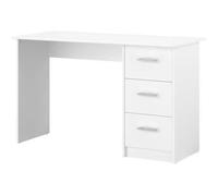 Bureau droit 3 tiroirs - Panneaux de particules - Décor Blanc - Scandinave - L 121 x P 55 x H 74 cm - ESSENTIEL