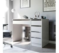 Bureau Droit BELLA - avec 5 tiroirs - 110x55x77 cm - Coiffeuse - Cachemire