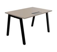 Bureau droit Burocolor A avec trappe d'accès - L.120 x P.80 cm - Plateau Argile - Pieds Noir