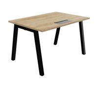 Bureau droit Burocolor A avec trappe d'accès - L.120 x P.80 cm - Plateau Chêne Nebraska - Pieds Noir