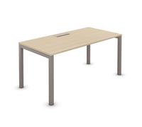 Bureau droit Burocolor avec trappe d'accès - L.160 x P.80 cm - Plateau Chêne - Pieds Aluminium