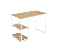IDMarket - Bureau Droit Detroit Design Industriel Bois et métal Blanc