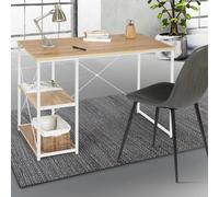 IDMarket Bureau droit DETROIT design industriel bois et métal blanc