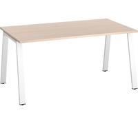 Bureau droit ECLA chêne clair L 160 x P 80 cm piètement métal finition blanc - - Bruneau