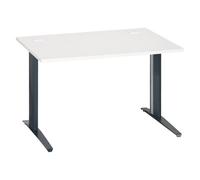 Bureau droit Excellens L 120 cm blanc piétement métal plus anthracite - - Bruneau