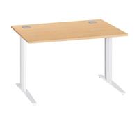 Bureau droit Excellens L 120 cm hêtre piétement métal plus blanc - - Bruneau