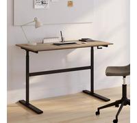 Bureau Droit Jeanne Assis Debout À Manivelle Hauteur Réglable 70 - 120 Cm Bois Façon Hêtre Et Noir