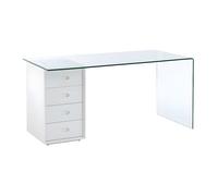 Bureau MURIEL avec rangements - 4 tiroirs - Verre trempé & MDF