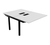 Bureau droit partagé 2 postes Burocolor avec trappe d'accès - Suivant - L.120 x P.163 cm - Plateau Blanc - Pieds Noir