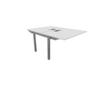 Bureau droit partagé 2 postes Burocolor avec trappe d'accès - Suivant - L.120 x P.163 cm - Plateau Blanc - Pieds Aluminium
