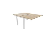 Bureau droit partagé 2 postes Burocolor avec trappe d'accès - Suivant - L.120 x P.163 cm - Plateau Chêne Nebraska - Pieds Blanc