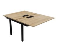 Bureau droit partagé 2 postes Burocolor avec trappe d'accès - Suivant - L.120 x P.163 cm - Plateau Chêne Nebraska - Pieds Noir