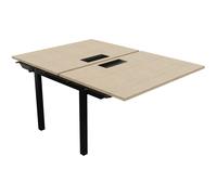 Bureau droit partagé 2 postes Burocolor avec trappe d'accès - Suivant - L.120 x P.163 cm - Plateau Chêne - Pieds Noir