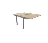 Bureau droit partagé 2 postes Burocolor avec trappe d'accès - Suivant - L.140 x P.163 cm - Plateau Chêne Nebraska - Pieds Aluminium