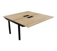 Bureau droit partagé 2 postes Burocolor avec trappe d'accès - Suivant - L.160 x P.163 cm - Plateau Chêne Nebraska - Pieds Noir
