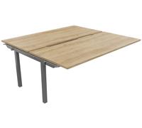 Bureau droit partagé 2 postes Burocolor échancré - Suivant - L.180 x P.163 cm - Plateau Chêne Nebraska - Pieds Aluminium