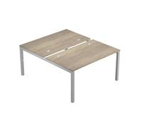 Bureau droit partagé 2 postes Eminence - L.160 x P.165 cm - Plateau Chêne canadien- Pieds Aluminium
