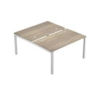 Bureau droit partagé 2 postes Eminence - L.160 x P.165 cm - Plateau Chêne canadien - Pieds Blanc