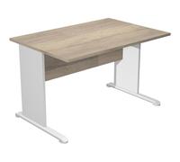 Bureau droit Pronto Bois - L.120 x P.80 cm - Plateau Chêne Canadien - Pieds L Blanc