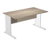 Bureau droit Pronto Bois - L.140 x P.80 cm - Plateau Chêne Canadien - Pieds L Blanc