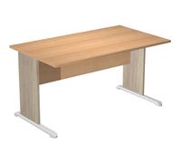 Bureau droit Pronto Bois - L.140 x P.80 cm - Plateau Hêtre - Pieds L Chêne Canadien