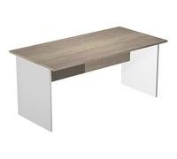 Bureau droit Pronto Bois - L.180 x P.80 cm - Plateau Chêne Canadien - Pieds panneau Blanc