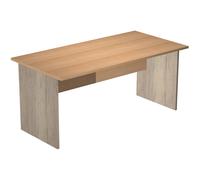 Bureau droit Pronto Bois - L.180 x P.80 cm - Plateau Hêtre - Pieds panneau Chêne Canadien